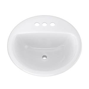 PROFLO PF194R Rockaway 19" Circular Vitreous China Drop In Bathroom Sink with Overflow and 3 Faucet Holes at 4" Centers - White