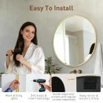 NEWBULIG Gold Round Wall Mirror 24 Inch, Bathroom Mirrors for Over Sink, Wall Decor for Bathroom, Entryway, Bedroom, Vanity