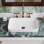 DeerValley Bathroom Vessel Sink, 19.29'' x 11.81'' x 4.72'' Semi Recessed Bathroom Sink Rectangular White Ceramic Sinks for Bathroom Modern Bath Sink Bowl Vanity Sinks Above Counter Basin DV-1V0047