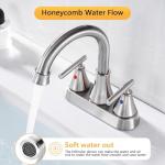 Bathroom Sink Faucet 4 Inch 2 Handle Centerset Brushed Nickel Lead-Free Modern Bathroom Faucet Vanity Faucet with Pop-up Drain Stopper and Supply Hoses