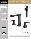 FORIOUS Black Bathroom Faucet 3 Hole, Two Handle 8 Inch Widespread Bathroom Sink Faucet Matte Black with Metal Pop-up Drain, cUPC Supply Lines and Water Saving Aerator for Basin, Vanity, or Commercial