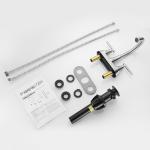 Bathroom Sink Faucet 4 Inch 2 Handle Centerset Brushed Nickel Lead-Free Modern Bathroom Faucet Vanity Faucet with Pop-up Drain Stopper and Supply Hoses