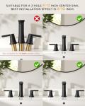 FORIOUS Black Bathroom Faucet 3 Hole, Two Handle 8 Inch Widespread Bathroom Sink Faucet Matte Black with Metal Pop-up Drain, cUPC Supply Lines and Water Saving Aerator for Basin, Vanity, or Commercial