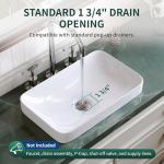 DeerValley Bathroom Vessel Sink, 19.29'' x 11.81'' x 4.72'' Semi Recessed Bathroom Sink Rectangular White Ceramic Sinks for Bathroom Modern Bath Sink Bowl Vanity Sinks Above Counter Basin DV-1V0047