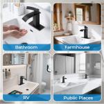 RNDIOZD Matte Black Bathroom Faucets, Waterfall Bathroom Sink Faucet Modern Single Handle Bathroom Faucte 1 or 3 Hole, RV Mixer Tap Vanity Faucet - Includes Pop-up Drain Supply Hoses Deck Plate