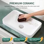 DeerValley Bathroom Vessel Sink, 19.29'' x 11.81'' x 4.72'' Semi Recessed Bathroom Sink Rectangular White Ceramic Sinks for Bathroom Modern Bath Sink Bowl Vanity Sinks Above Counter Basin DV-1V0047
