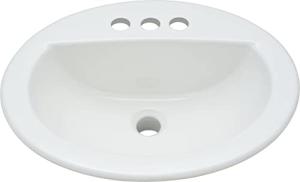 PROFLO PF19164 Rockaway 19" Oval Vitreous China Drop In Bathroom Sink with Overflow and 3 Faucet Holes at 4" Centers - White