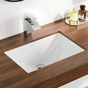 DeerValley DV-1U101 Ally Undermount Bathroom Sink Rectangular, 21'' x 14.72'' Vessel Sink Undermount Bathroom Sink White Ceramic Lavatory Vanity Vessel Sink with Overflow