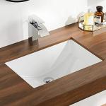 DeerValley DV-1U101 Ally Undermount Bathroom Sink Rectangular, 21'' x 14.72'' Vessel Sink Undermount Bathroom Sink White Ceramic Lavatory Vanity Vessel Sink with Overflow