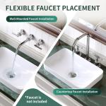 DeerValley Bathroom Vessel Sink, 19.29'' x 11.81'' x 4.72'' Semi Recessed Bathroom Sink Rectangular White Ceramic Sinks for Bathroom Modern Bath Sink Bowl Vanity Sinks Above Counter Basin DV-1V0047