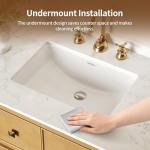 DeerValley DV-1U101 Ally Undermount Bathroom Sink Rectangular, 21'' x 14.72'' Vessel Sink Undermount Bathroom Sink White Ceramic Lavatory Vanity Vessel Sink with Overflow