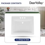 DeerValley 21x18 Inch Rectangular Ceramic Drop-in Bathroom Sink, Under Counter Vessel Sink with Overflow, White Vanity Basin, DV-1DS0122