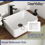 Rectangle Vessel Sink, Deervalley DV-1V0048 Liberty 16" x 12'' White Bathroom Sinks Ceramic Above Counter Sink Bowl