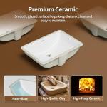 DeerValley DV-1U101 Ally Undermount Bathroom Sink Rectangular, 21'' x 14.72'' Vessel Sink Undermount Bathroom Sink White Ceramic Lavatory Vanity Vessel Sink with Overflow