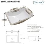GhomeG Undermount Bathroom Sink Rectangle 21x14 Inch White Rectangular Porcelain Ceramic Vessel Sink with Overflow, Under Counter Lavatory Vanity