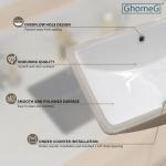 GhomeG Undermount Bathroom Sink Rectangle 21x14 Inch White Rectangular Porcelain Ceramic Vessel Sink with Overflow, Under Counter Lavatory Vanity