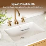 DeerValley DV-1U101 Ally Undermount Bathroom Sink Rectangular, 21'' x 14.72'' Vessel Sink Undermount Bathroom Sink White Ceramic Lavatory Vanity Vessel Sink with Overflow