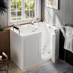 Empava Walk in Tub, 54" Whirlpool Bathtub with 12 Air & 13 Water Jets, Heated Massage Soaking Tub, 20% Wider Outward Swing Door, Right Drain,Walk-In Bathtub for Seniors, Acrylic