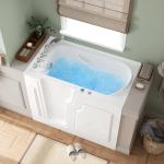 FerdY Floridian 55" x 33" Walk-in Whirlpool Bathtub with 16 Water SPA Jets and Left-Side Door Opening and Quick Fill and Drain System, Rectangular Soaking Jetted Bath Tub in White with LED Lights