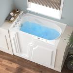 FerdY Floridian 52"x 30" Walk-in Whirlpool Bathtub with 14 Water SPA Jets and Left-Side Door Opening and Quick Fill and Drain System, Rectangular Soaking Bathtub in White