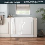 FerdY Floridian 52"x 30" Walk-in Whirlpool Bathtub with 14 Water SPA Jets and Left-Side Door Opening and Quick Fill and Drain System, Rectangular Soaking Bathtub in White