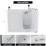 Empava Walk-In Tub, Japanese Soaking Bath, Right Outward Door, Low Threshold, Slip-Resistant, Built-in Seat, Fast Drain, Handrails, Easy Access for Seniors & Mobility-Impaired,54"