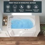 FerdY Floridian 52"x 30" Walk-in Whirlpool Bathtub with 14 Water SPA Jets and Left-Side Door Opening and Quick Fill and Drain System, Rectangular Soaking Bathtub in White