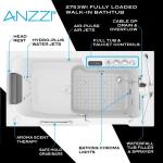ANZZI Walk In Tub 53" x 27" Left-Drain Bathtub, Air & Whirlpool Massage Jets, Quick Fill with 6 Setting Handheld Shower, Aromatherapy, Bath Pillow, LED Light | 2753FLWL