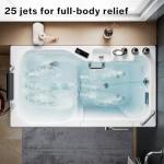 Empava Walk in Tub, 54" Whirlpool Bathtub with 12 Air & 13 Water Jets, Heated Massage Soaking Tub, 20% Wider Outward Swing Door, Right Drain,Walk-In Bathtub for Seniors, Acrylic