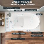 FerdY Floridian 52"x 30" Walk-in Whirlpool Bathtub with 14 Water SPA Jets and Left-Side Door Opening and Quick Fill and Drain System, Rectangular Soaking Bathtub in White