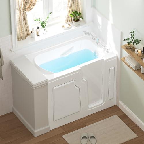 FerdY Floridian 52" x 30" Walk-in Bathtub with Right-Side Door Opening and Quick Fill and Drain System, Rectangular Soaking Bathtub in White