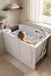 ANZZI Walk In Tub 53" x 27" Right-Drain Bathtub, Air & Whirlpool Massage Jets, Quick Fill with 6 Setting Handheld Shower, Aromatherapy, Bath Pillow, LED Light | 2753FLWR