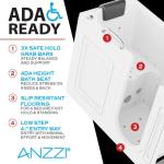 ANZZI Walk In Tub 53" x 27" Right-Drain Bathtub, Air & Whirlpool Massage Jets, Quick Fill with 6 Setting Handheld Shower, Aromatherapy, Bath Pillow, LED Light | 2753FLWR