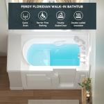 FerdY Floridian 52" x 30" Walk-in Bathtub with Right-Side Door Opening and Quick Fill and Drain System, Rectangular Soaking Bathtub in White