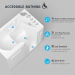 FerdY Floridian 52" x 30" Walk-in Bathtub with Right-Side Door Opening and Quick Fill and Drain System, Rectangular Soaking Bathtub in White