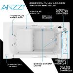ANZZI Walk In Tub for Seniors 29 x 52 In Right Drain Wheelchair Accessible Bathtub Dual Therapy 12 Whirlpool Jets 18 Air Jets Inline Heater Quick Fill Faucet ADA Seat Acrylic White | 2953WCRWD