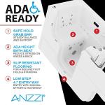 ANZZI Walk In Tub for Seniors 29 x 52 In Right Drain Wheelchair Accessible Bathtub Dual Therapy 12 Whirlpool Jets 18 Air Jets Inline Heater Quick Fill Faucet ADA Seat Acrylic White | 2953WCRWD