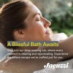 JACUZZI SIGNATURE Acrylic Corner Drop-In Soaking Bathtub, Slip Resistant, Center Drain Placement, 60” (L) x 60” (W), White