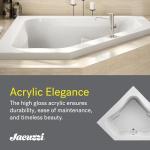 JACUZZI SIGNATURE Acrylic Corner Drop-In Soaking Bathtub, Slip Resistant, Center Drain Placement, 60” (L) x 60” (W), White