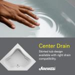 JACUZZI SIGNATURE Acrylic Corner Drop-In Soaking Bathtub, Slip Resistant, Center Drain Placement, 60” (L) x 60” (W), White