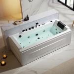 Empava Acrylic Whirlpool Bathtub, 71-Inch Jetted Bathtub with Healing Chromotherapy, Heated Soaking tub with LED Control Panel, Comforting Hydro Massage Tub with Waterfall, Black Hardware and Nozzles