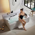 Empava Acrylic Whirlpool Bathtub, 71-Inch Jetted Bathtub with Healing Chromotherapy, Heated Soaking tub with LED Control Panel, Comforting Hydro Massage Tub with Waterfall, Black Hardware and Nozzles