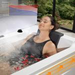 Empava Acrylic Whirlpool Bathtub, 71-Inch Jetted Bathtub with Healing Chromotherapy, Heated Soaking tub with LED Control Panel, Comforting Hydro Massage Tub with Waterfall, Black Hardware and Nozzles