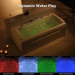 Empava Acrylic Whirlpool Bathtub, 71-Inch Jetted Bathtub with Healing Chromotherapy, Heated Soaking Tub with LED Control Panel, Comforting Hydro Massage Tub with Waterfall Joy, Black Pillow