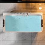 Whirlpool Bathtub 67 in. Acrylic Freestanding Bath Tub Hydromassage Gracefully Rectangle Shaped 8 Water Jets Soaking SPA, Double-Ended Massage Bathtubs with Black Pillows , White