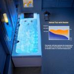 Empava Whirlpool Bathtub, 67-Inch Jetted Bathtub, Hydro Massage with 9 Water Jets & 8 Air Jets with Chromotherapy, Waterfall – LED Control Panel, ETL-Certified