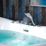 WOODBRIDGE 72" x 35-3/8" Whirlpool Water Jetted and Air Bubble Freestanding Heated Soaking Combination Bathtub wirh LED control panel and Faucet, BJ400+F0041CH