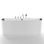Whirlpool Bathtub 67 in. Acrylic Freestanding Bath Tub Hydromassage Gracefully Rectangle Shaped 8 Water Jets Soaking SPA, Double-Ended Massage Bathtubs with Black Pillows , White