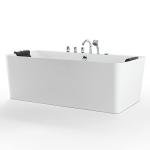 Whirlpool Bathtub 67 in. Acrylic Freestanding Bath Tub Hydromassage Gracefully Rectangle Shaped 8 Water Jets Soaking SPA, Double-Ended Massage Bathtubs with Black Pillows , White
