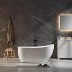 Empava Upgrade Acrylic Whirlpool Bathtub, 59 Inch Acrylic Freestanding Jetted Tub, Hydromassage Gracefully Oval Shaped with 16 Hydromassage Jets with Lumbar and Neck Support, Black Pillow